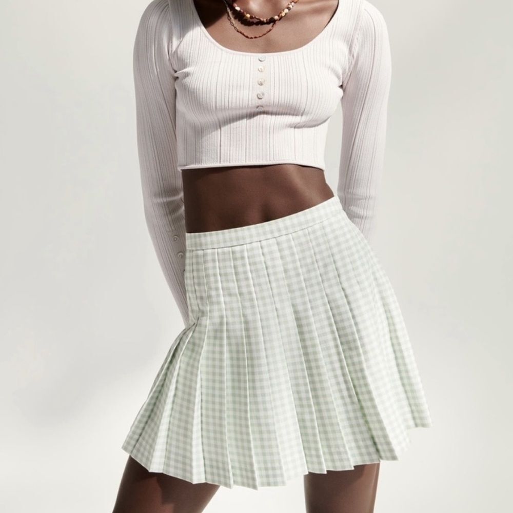 ZARA gingham pleated skort